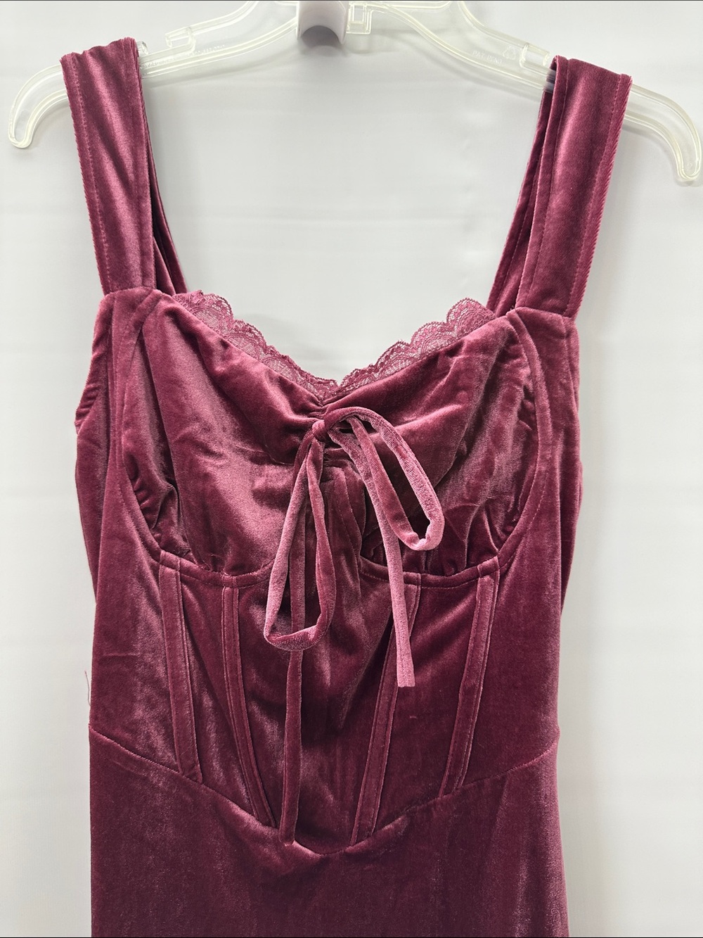 NWT Fashion Nova Velvet Dress Sydney Maxi Mauve Corset Bust Size Small - Picture 2 of 7